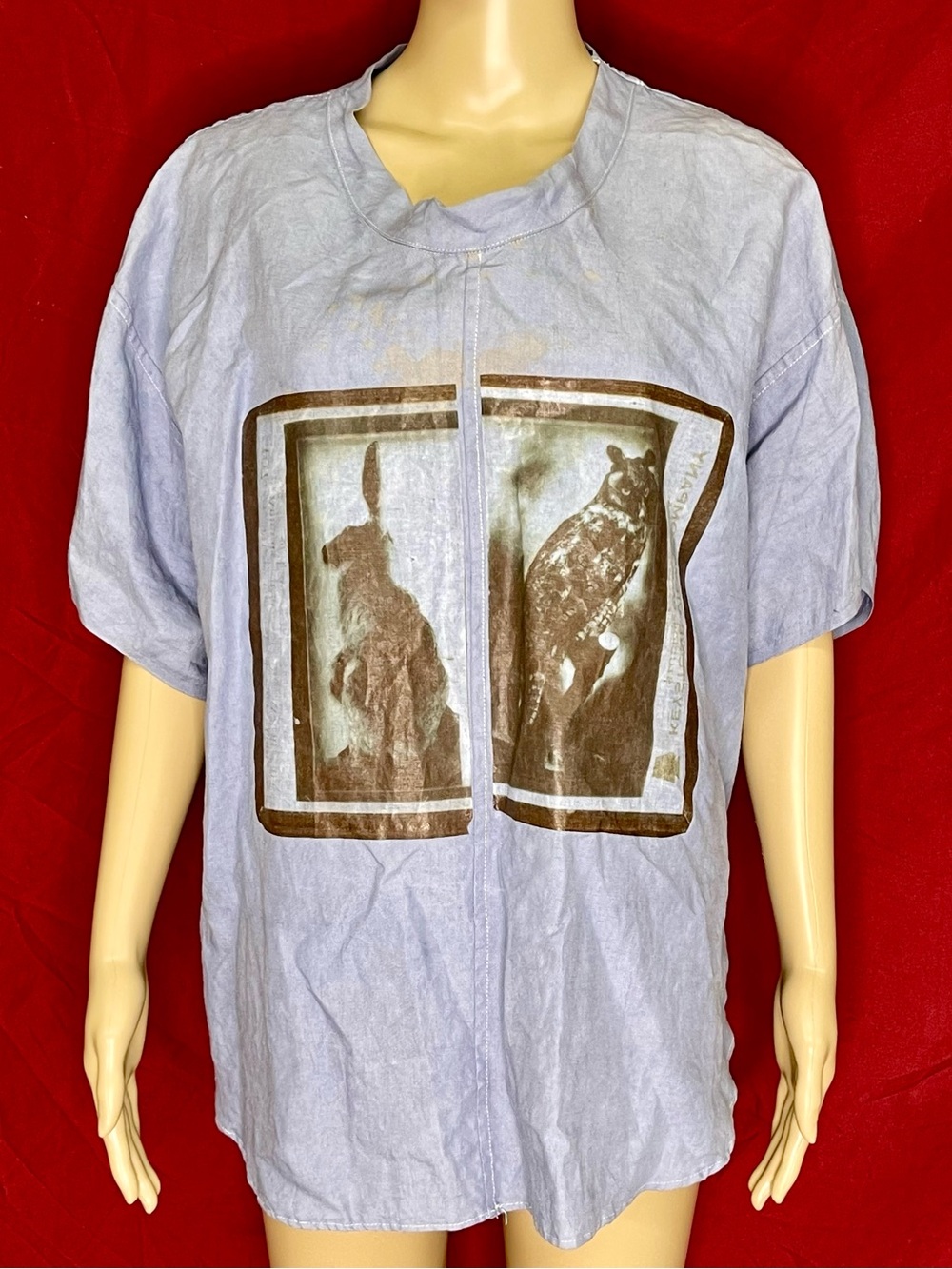 Skif Wearable Art Owl and Hare Photo Tunic Oversized OSFM Small - 2X